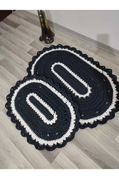 Yoran Büfe Hediyelik Set of 2 100% Handmade Knitted Doormats 100cm & 70 cm