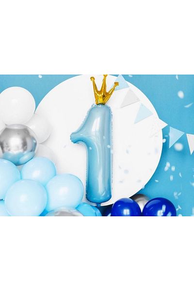 Çemrek Süs Parti Blue 1 year old foil balloon and chain set