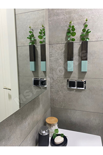 MSAĞWOODS 2-Piece Wooden Flower Pot Bathroom Kitchen Winter Garden Rustic Bohemian Balcony Artificial Flower Home Gift Dowery