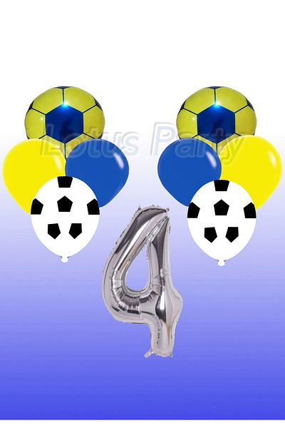 LOTUS PARTY Κίτρινο Navy Blue Σετ μπαλόνι με θέμα το ποδόσφαιρο Προμήθειες για πάρτι Κίτρινο μπλέ μπαλόνι - Ηλικία 4
