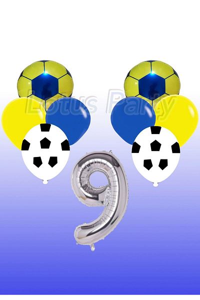 LOTUS PARTY Κίτρινο Navy Blue Σετ μπαλόνι με θέμα το ποδόσφαιρο Προμήθειες για πάρτι Κίτρινο μπλέ μπαλόνι - Ηλικία 9