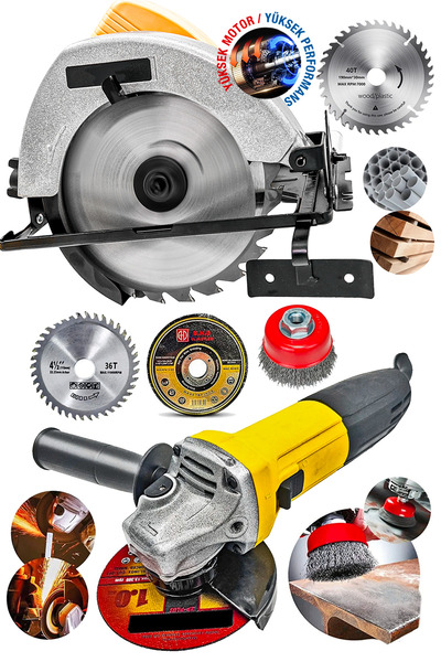 PROXTECH Usta Set Premium Kalite Taşlama Ahşap,Metal,Plastik Sunta Açılı Kesme Daire Testere Combo Set