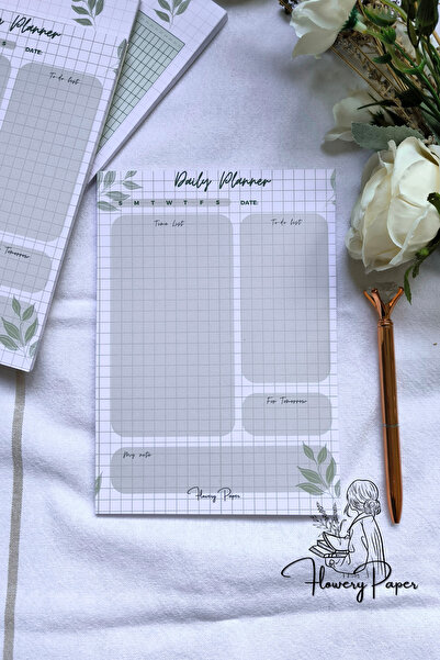 Flowery Paper Soft A5 Günlük Planlayıcı - Memopad, Bloknot, Defter, Not Kağıdı