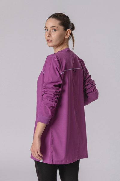 Medikal Dolap Bergama Women's Long Sleeve Dried Rose Single Top Lycra - Zippered - Doctor Nurse Uniform - Scrubs