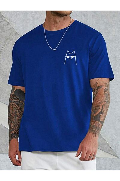khufu Μπλουζάκι με στάμπα CAT BLUE Trend Oversize