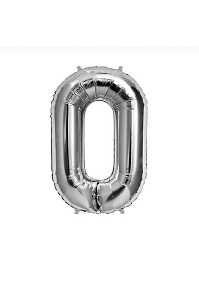Yogi parti 0 Number Foil Silver Balloon 34”76 cm Helium Compatible Flying Balloon
