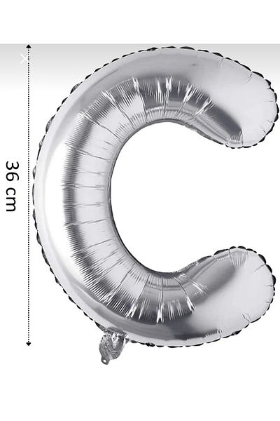 Yogi parti Letter C Gray Silver Foil Balloon 34”76cm Helium Compatible flying balloon