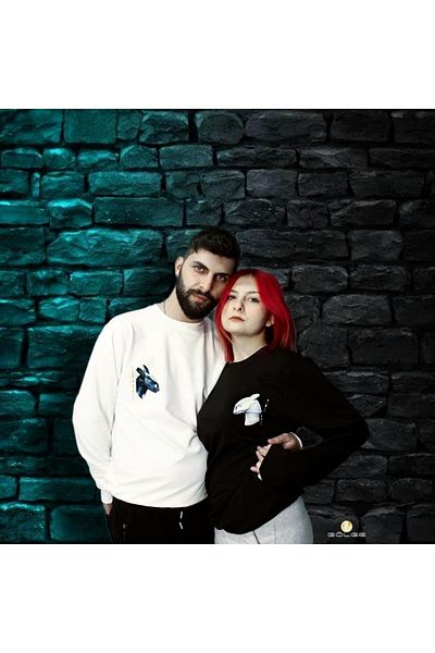 Gölge Store Night - Fury of Light Printed Slimfit Unisex Couple Combination Sweatshirt (2 Pieces)