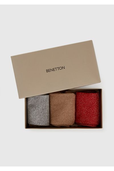 United Colors of Benetton Комплект от 3 коледни чорапи за момчета Red Mix