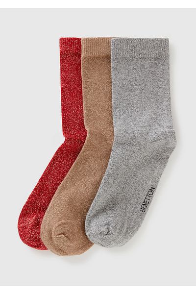 United Colors of Benetton Комплект от 3 коледни чорапи за момчета Red Mix