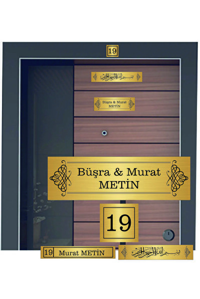 ALFA REKLAM AJANSI 4 LÜ SET KAPI İSİMLİĞİ GOLD METAL ÜZERİ BASKI