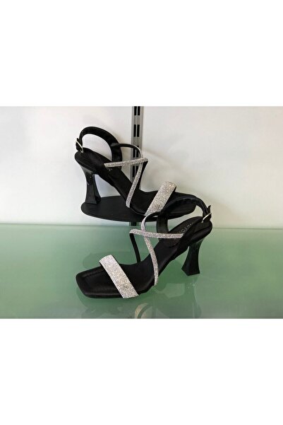 KAFKASLAR AYAKKABI New Model Stoned Satin Evening Dress Heeled Shoes