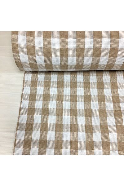 Renk Tekstil Μπεζ καρό υφαντό Piqued Coverlet (235 πλάτος) Φυσικό ύφασμα