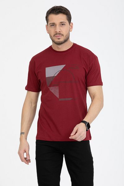Redline Men's Printed T-Shirt Regular Fit Claret Red S-4090