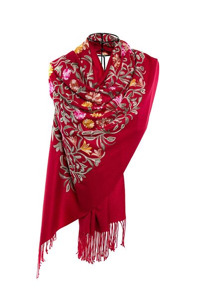 CASHMERE AND SİLK MAWLANA Modal Cashmere Embroidered Shawl