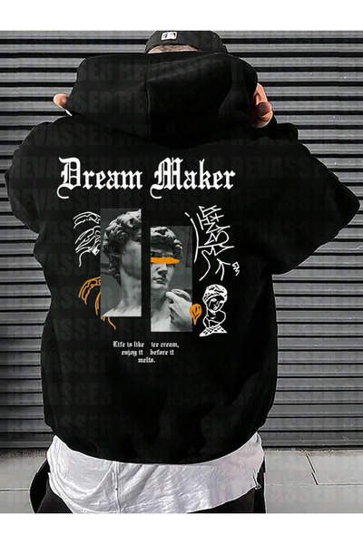 Revasser Unisex The Dream Your Life Baskılı Oversize Bol Kesim Kapşonlu Sweat...