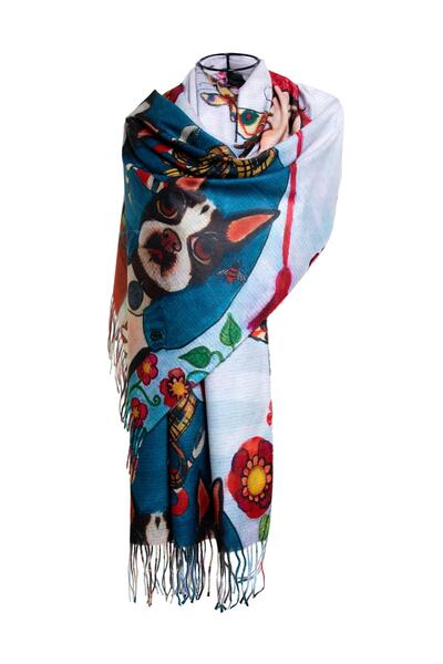 CASHMERE AND SİLK MAWLANA Şal imprimat din caşmir modal