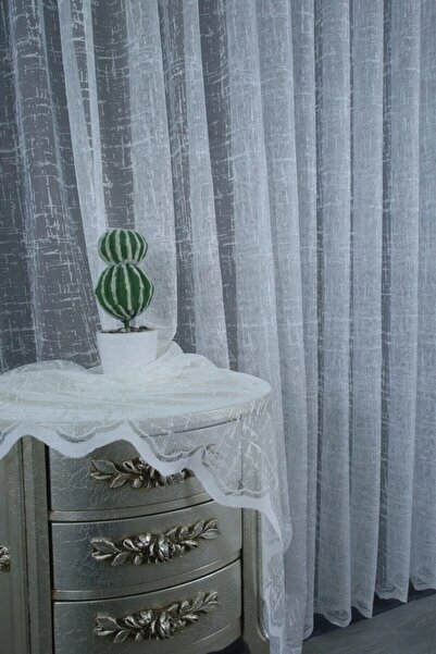 NP Narin Home Şantuk Knitted Tulle Curtain, (1/3) Tight Pleat, High Gramage,