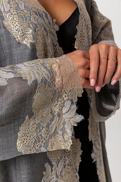 CASHMERE AND SİLK MAWLANA French Lace Lourx Abaya