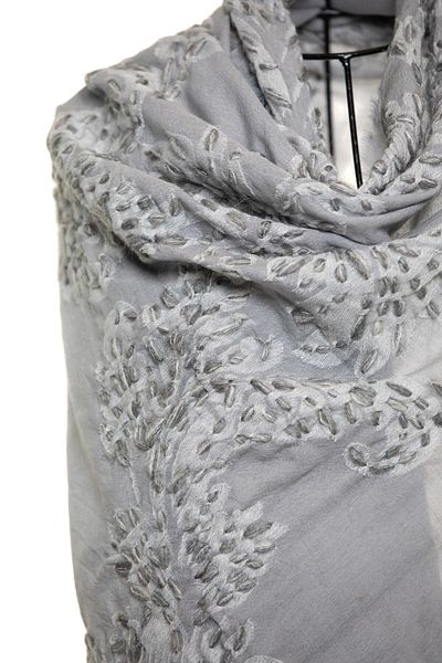 CASHMERE AND SİLK MAWLANA 100% Washed Wool Embroidered Shawl