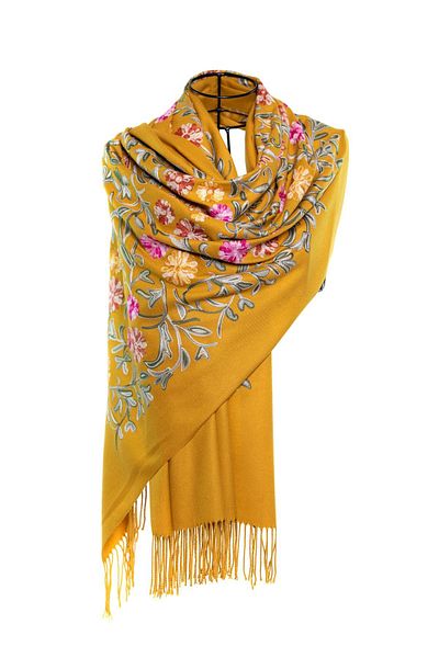CASHMERE AND SİLK MAWLANA Modal Cashmere Embroidered Shawl