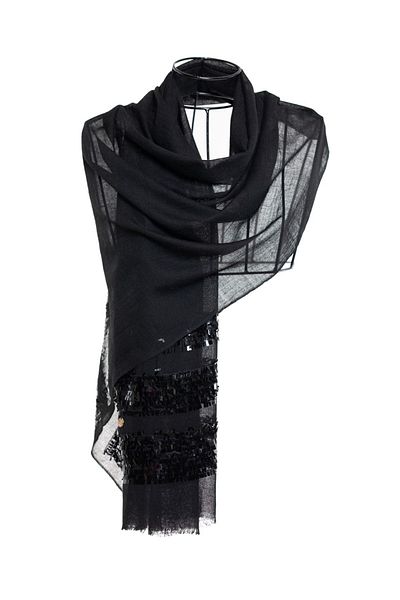 CASHMERE AND SİLK MAWLANA Cashmere Silk Sequined Lace Shawl