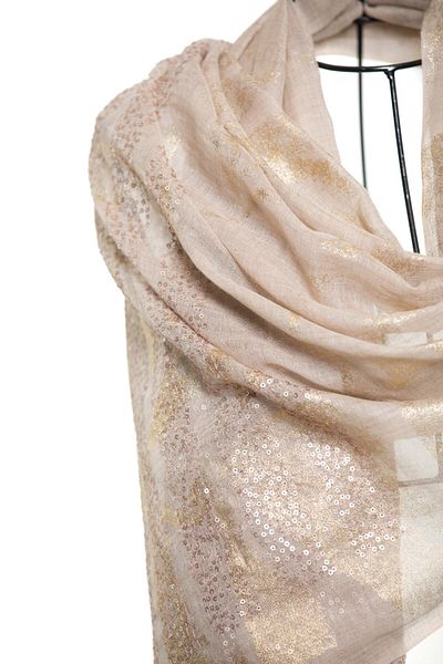 CASHMERE AND SİLK MAWLANA Cashmere Silk Sequined Lace Shawl