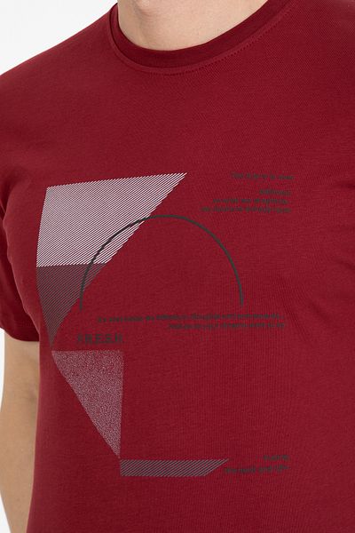 Redline Men's Printed T-Shirt Regular Fit Claret Red S-4090