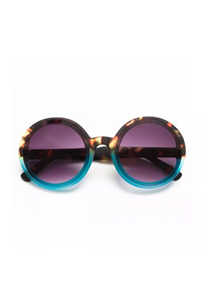 Okkia Monica Unisex Büyük Yuvarlak Güneş Gözlüğü Havana Mavisi