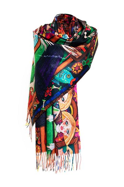 CASHMERE AND SİLK MAWLANA Modal Cashmere Printed Shawl