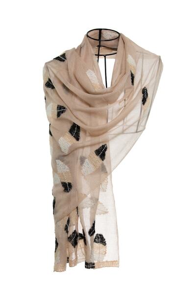 CASHMERE AND SİLK MAWLANA Şal brodat 100% lână spălată