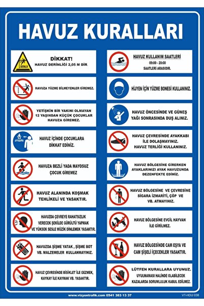 vizyon trafik HAVUZ KURALLARI 50x70 cm Sticker