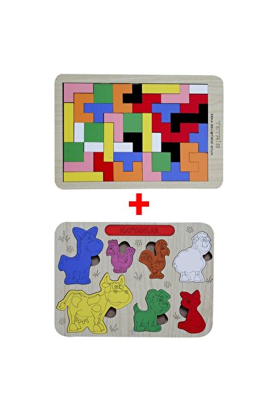 les doyen مجموعة منتجات تعليمية من تيتريس ملونة كبيرة الحجم من الخشب والحيوانات