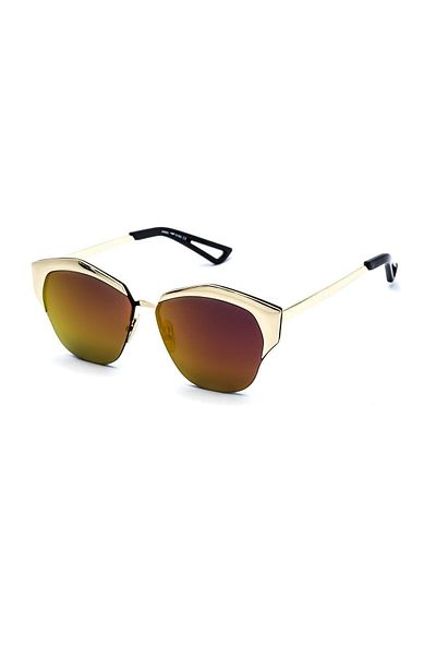 Angel Eyes Geometric Gold Frame Brown Mirrored Women's Snowboard/Ski Glasses with UV400 Protection