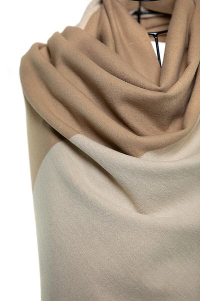 CASHMERE AND SİLK MAWLANA Modal Cashmere Plain Double Color Shawl with Fur Balls