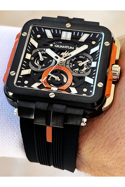 Quantum Functional 10 Atm Waterproof Silicone Cord Steel Case Men's Wristwatch
