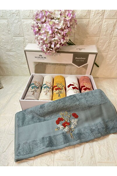 MARİBOR HOME MİHA- 3d Nakışlı Bambu Havlu 6 Ad. (50X90)