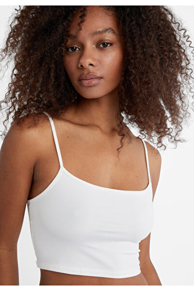 My Blog Dámský top bílý Crop - Páskový design