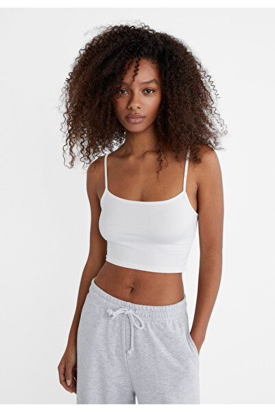 My Blog Dámský top bílý Crop - Páskový design