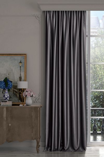 De'Vor Blackout Blackout Background Curtain, Extra-forced Pleatless Planting Anthracite Background