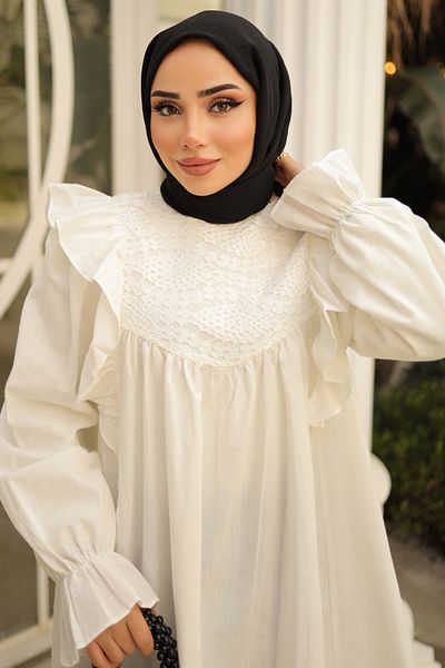 benguen 2044 Lace Front Shirt Ecru
