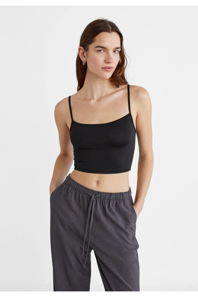 My Blog Dámský černý páskový Crop Top