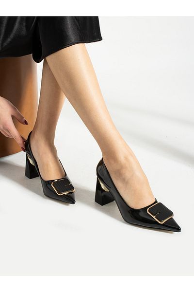 Alemdar Shoes Tocuri înalte negre din piele lăcuită