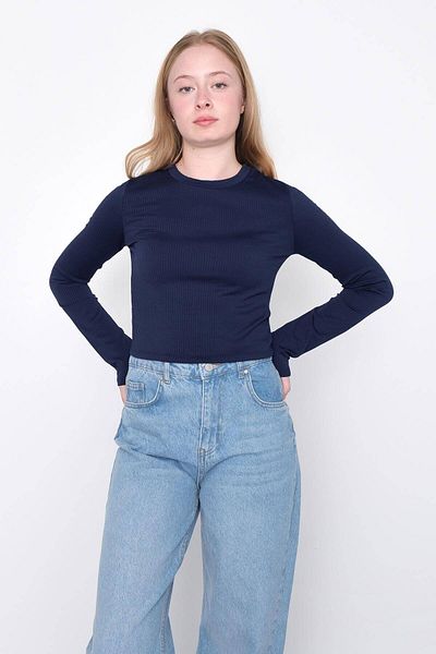 Addax Crew Neck Ribbed Blouse B1138-DK11