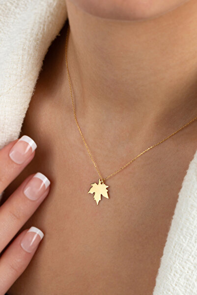 Genel Markalar 14 Ayar Saf Altın Çınar Yaprağı Kolye