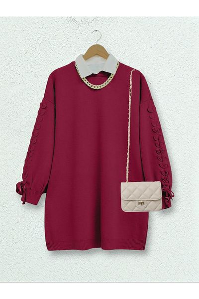 Modamorfo Sleeve Hair Knit Crew Neck Knitwear Tunic