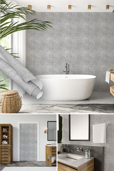 Dekoros Plaster Pattern Self Adhesive Foil, Gray Matte Self Adhesive Decorative Coating Paper, 0611