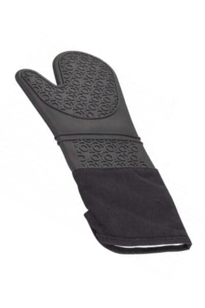 ZUZU MADE Gri Silikon Yanmaz Yapışmaz Isı Yalıtımlı Mutfak Fırın Eldiveni, Dö...
