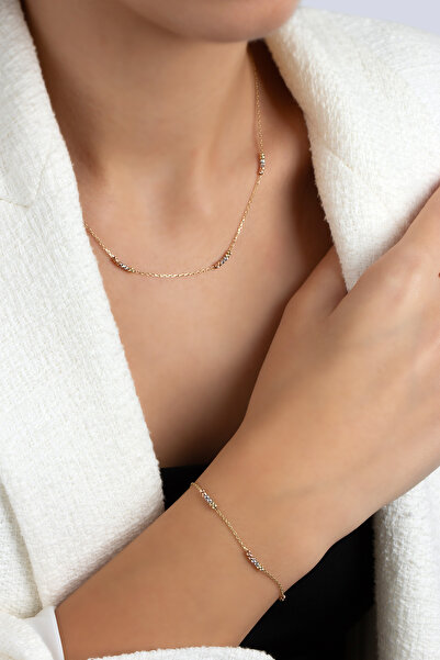 goldberia Zarif Tasarım Dorika Altın Kolye ve Bileklik Set