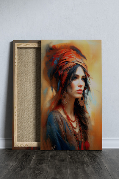 InkSyncStudios Kültürel Kadın Yağlı Kanvas Tablo